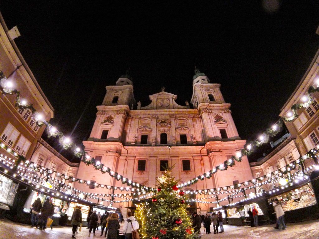 Christmas Market in front of the Cathedral in Salzburg Austria