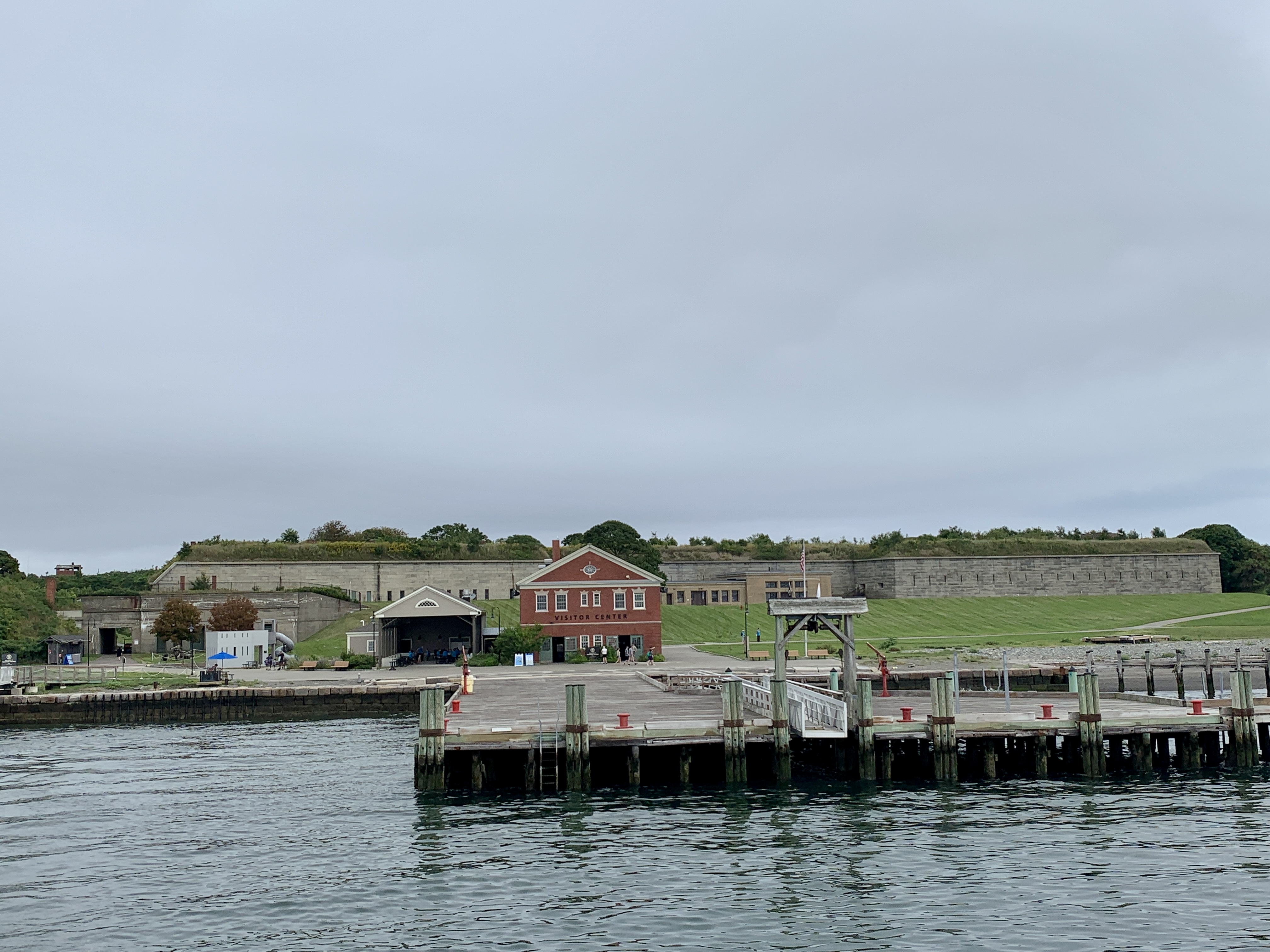 View of Georges Island Visitor Center from ferry