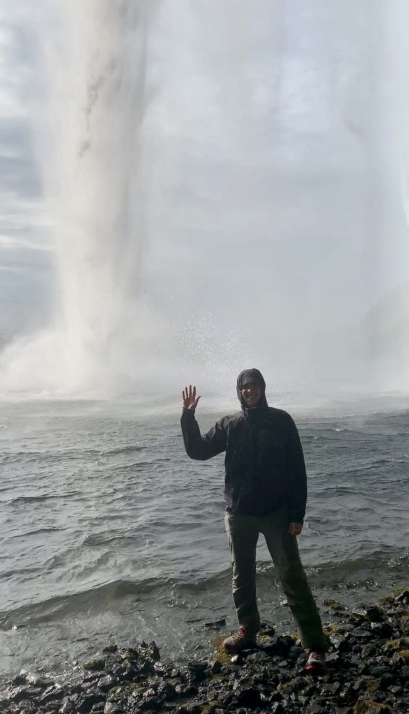 Mark behind Seljalandsfoss Waterfall